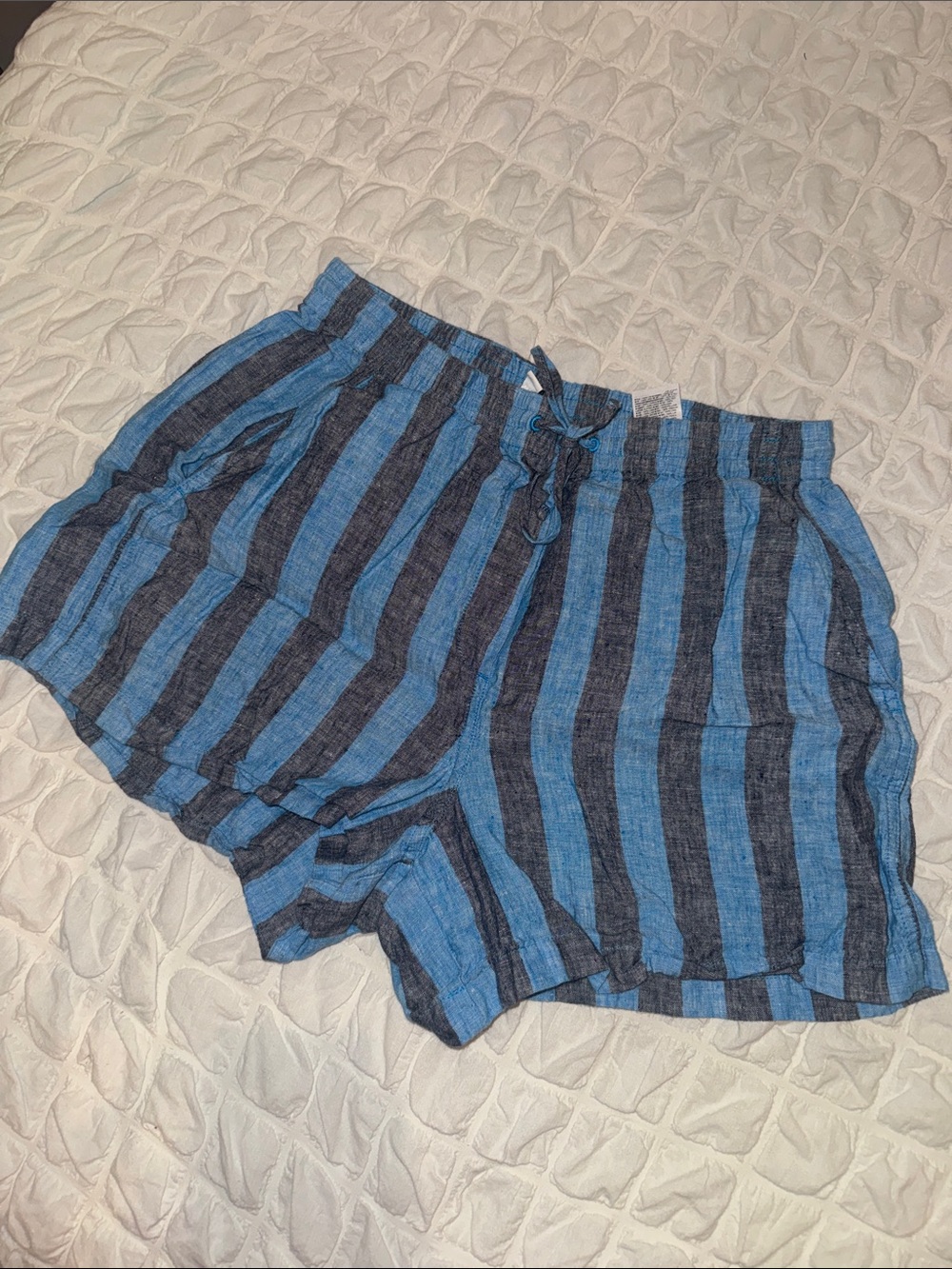 Banana Republic Light Blue and Navy Striped Linen Shorts